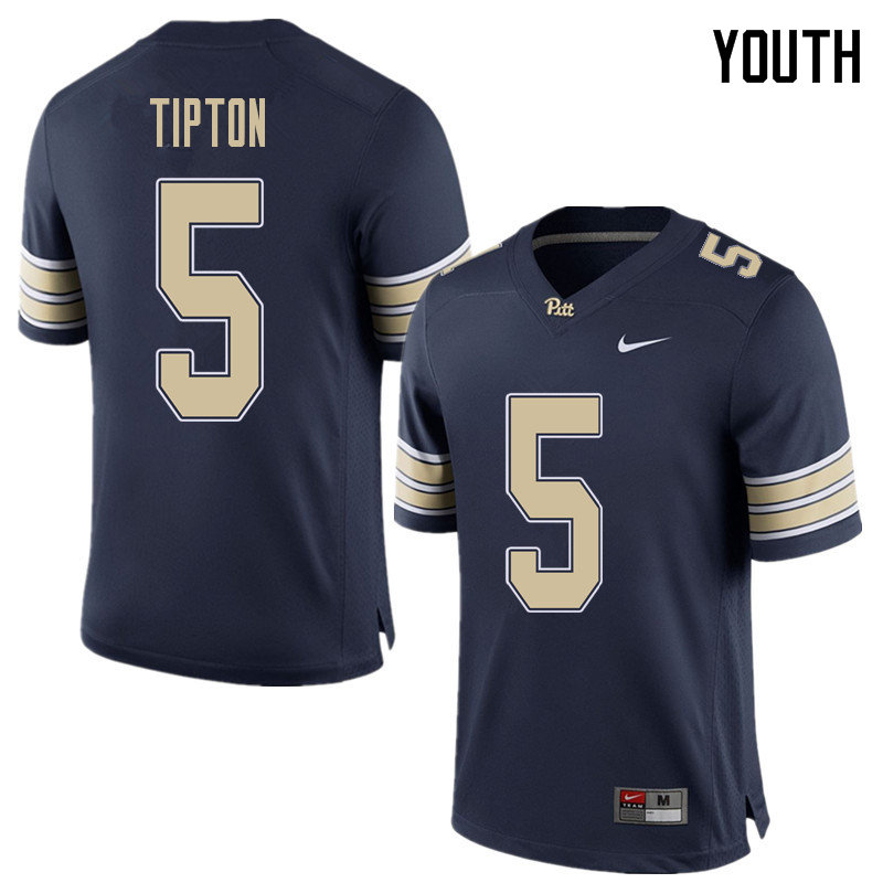 Youth #5 Tre Tipton Pittsburgh Panthers College Football Jerseys Sale-Home Blue